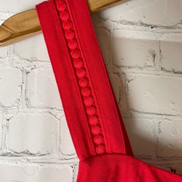 J.Crew Womens Size Small Fringe Knit Tank Top Red Sleeveless 100% Cotton - Picture 8 of 14